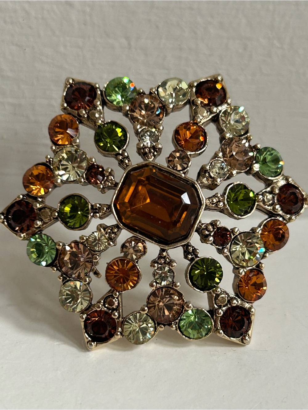 Liz Claiborne Floral Brooch with Multicoloured Crystals